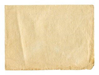 Vintage paper blank isolated on white background. Old texture for design.