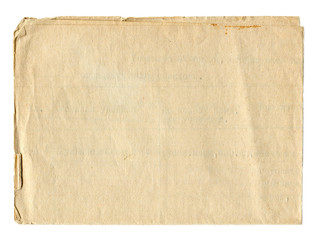 Vintage paper blank isolated on white background. Old texture for design.