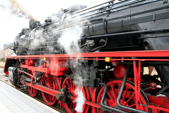 Steam locomotive, locomotive, Schmalkalden, Meiningen, Thuringia, Germany, Europe