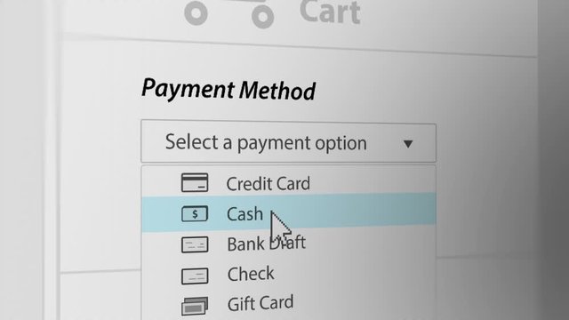 Mouse Cursor Choosing Cash Payment Method For Web-Shopping