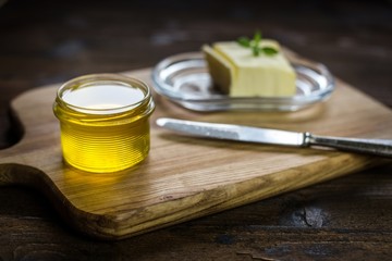 ghee butter on cutting board