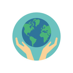 hands with world planet earth