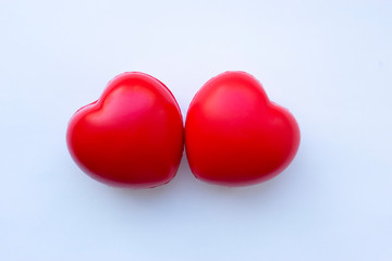 two hearts on white background
