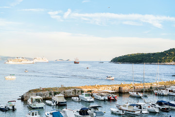 Sailing boats in Adriatic Sea in Dubrovnik