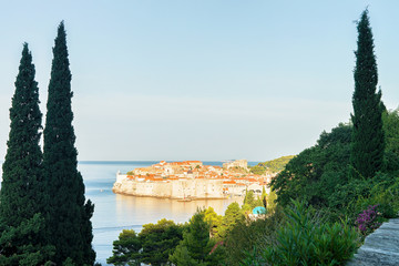 Old fortress in Dubrovnik and Adriatic Sea