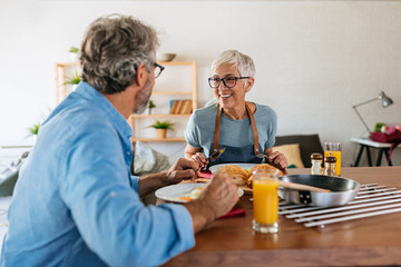 Enjoying a hearty breakfast