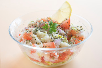 Traditional oriental salad Tabbouleh in bowl