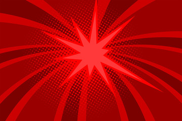 Comic red sunbeam background Retro pop art style cartoon