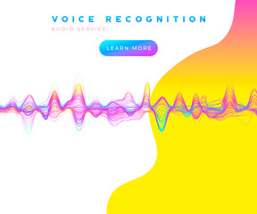 Voice Recognition AI concept page with colorful audio voice wave