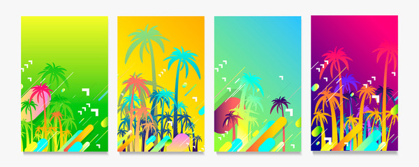 Abstract set summer background universal art web header template. Collage made with scribbles