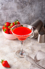 Strawberry Margarita cocktail in glass