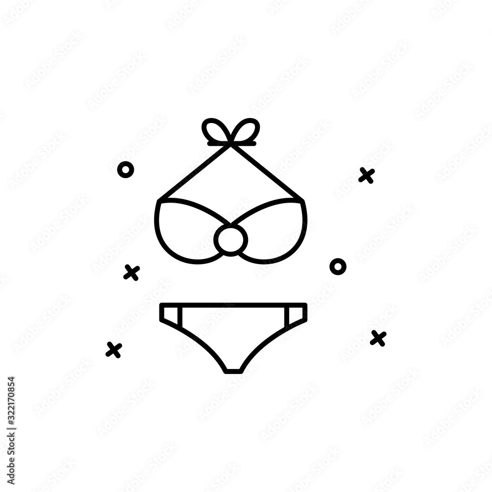 Poster bikini, clothes icon. simple line, outline vector elements of last day of carnival icons for ui and 