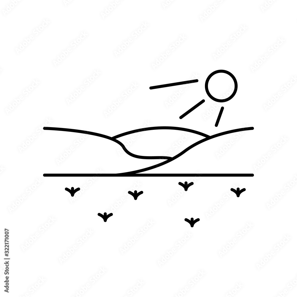 Poster field, sun icon. simple line, outline vector elements of landscape icons for ui and ux, website or m