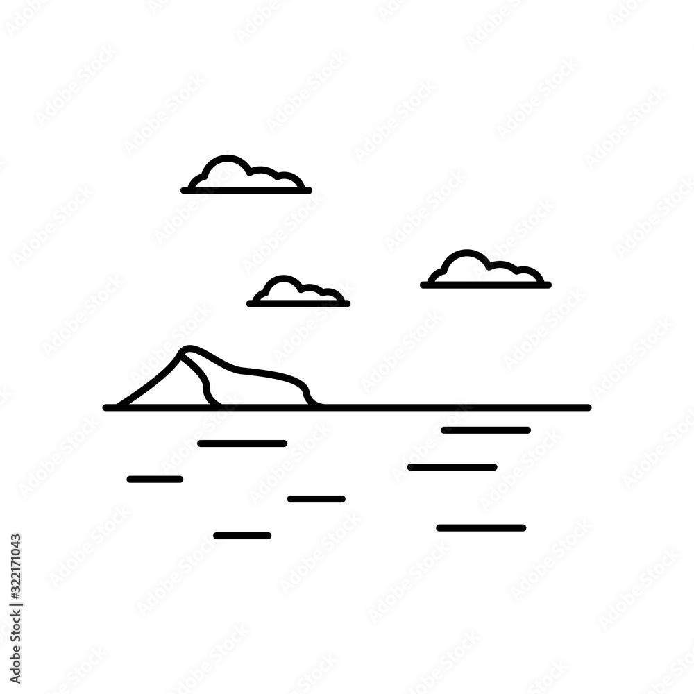 Poster ocean, mountain, clouds icon. simple line, outline vector elements of landscape icons for ui and ux,