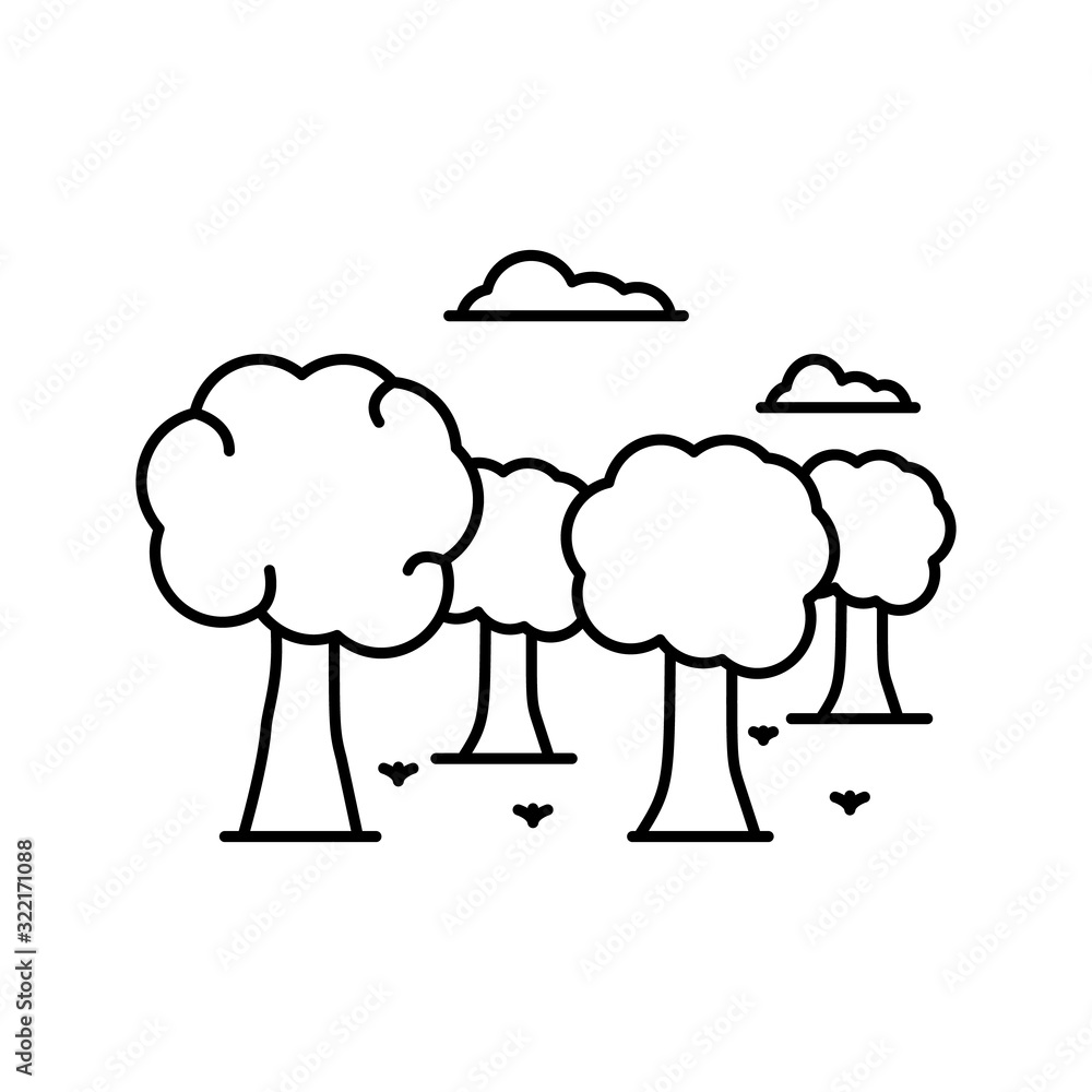 Poster forest, tree icon. simple line, outline vector elements of landscape icons for ui and ux, website or