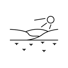 Field, sun icon. Simple line, outline vector elements of landscape icons for ui and ux, website or mobile application