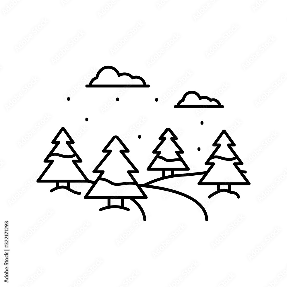Poster tree, snow icon. simple line, outline vector elements of landscape icons for ui and ux, website or m