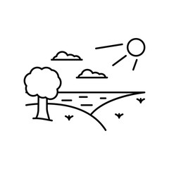Tree, sea, sun icon. Simple line, outline vector elements of landscape icons for ui and ux, website or mobile application