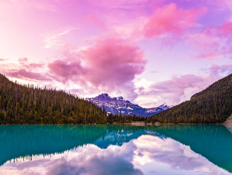 Pink Mountain Sunset  At Upper Joffre Lake