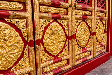 The Hall of Supreme Harmony door decoration details, Forbidden City, Beijing