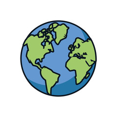 world planet earth with leafs plant