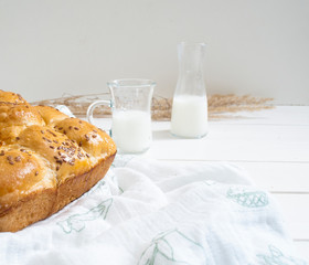 fresh breakfast muffins with milk