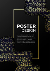 black liquid and gold design template for posters, brochures, sheets, banners, invitations, social networks. modern abstract background
