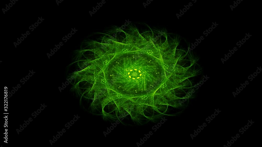 Poster looping spiral and circle abstract motion design on black background