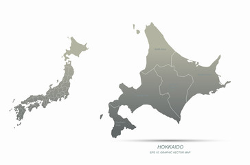 graphic vector map of japan map. okinawa map. hokkaido map.