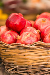 Pomegranates in basket
