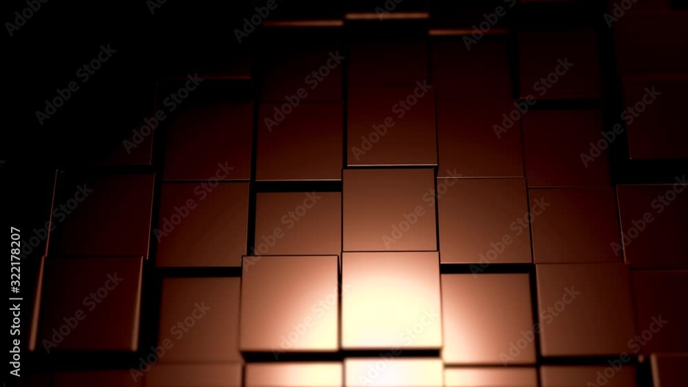 Poster cool background of brown cubes net zomming out, so that abstract sun becomes visible on this squared
