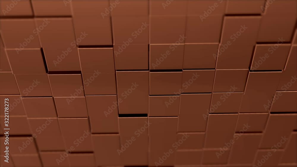 Poster abstract square geometric surface of minimal brown cubic grid pattern, in motion.