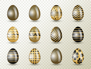 Gold Eggs Collection with Black Geometric Pattern