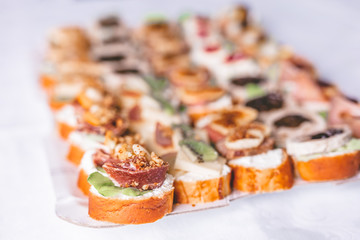 Finger food buffet meal delivery service concept.