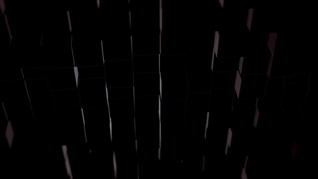 Concept of matrix. Binary code environment in form of cubes wall with information inside, moving up and down.