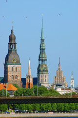 Beautiful aerial panorama view of Riga city skyline, Latvia