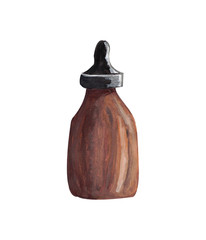 Brown oil bottle with dropper isolated on white background.