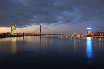 Beautiful aerial panorama view of Riga city skyline, Latvia