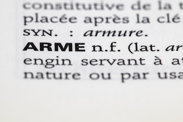 Définition du mot arme dans le dictionnaire français