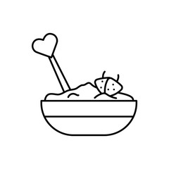 Porridge, spoon, heart, strawberry icon. Simple line, outline vector elements of breakfast with love icons for ui and ux, website or mobile application