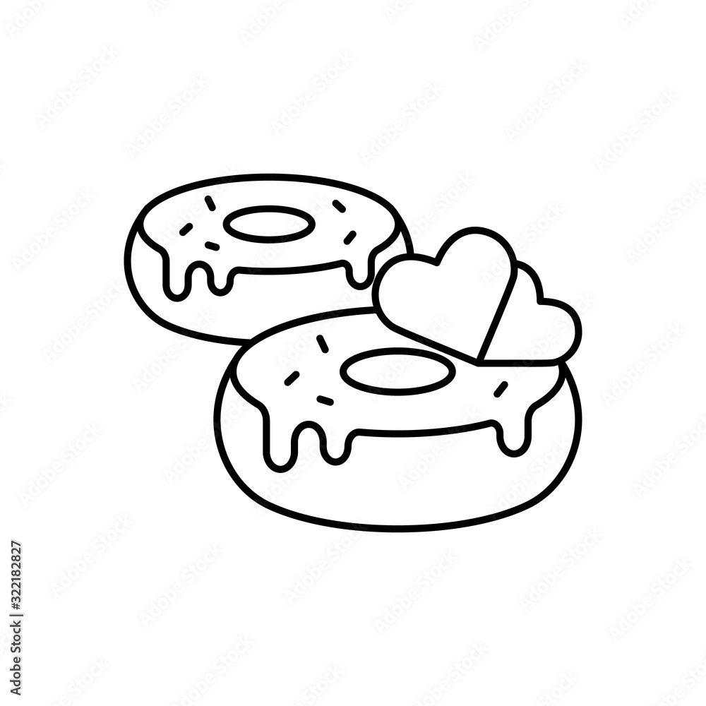 Poster donuts, heart icon. simple line, outline vector elements of breakfast with love icons for ui and ux,