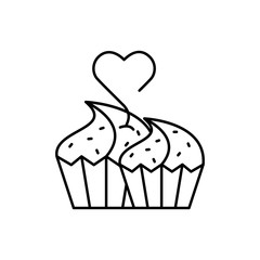 Cupcakes, heart, romance, breakfast icon. Simple line, outline vector elements of breakfast with love icons for ui and ux, website or mobile application