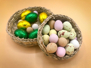 Colorful decorated chocolate eggs