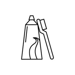 Toothpaste, toothbrush icon. Simple line, outline vector bathroom icons for ui and ux, website or mobile application