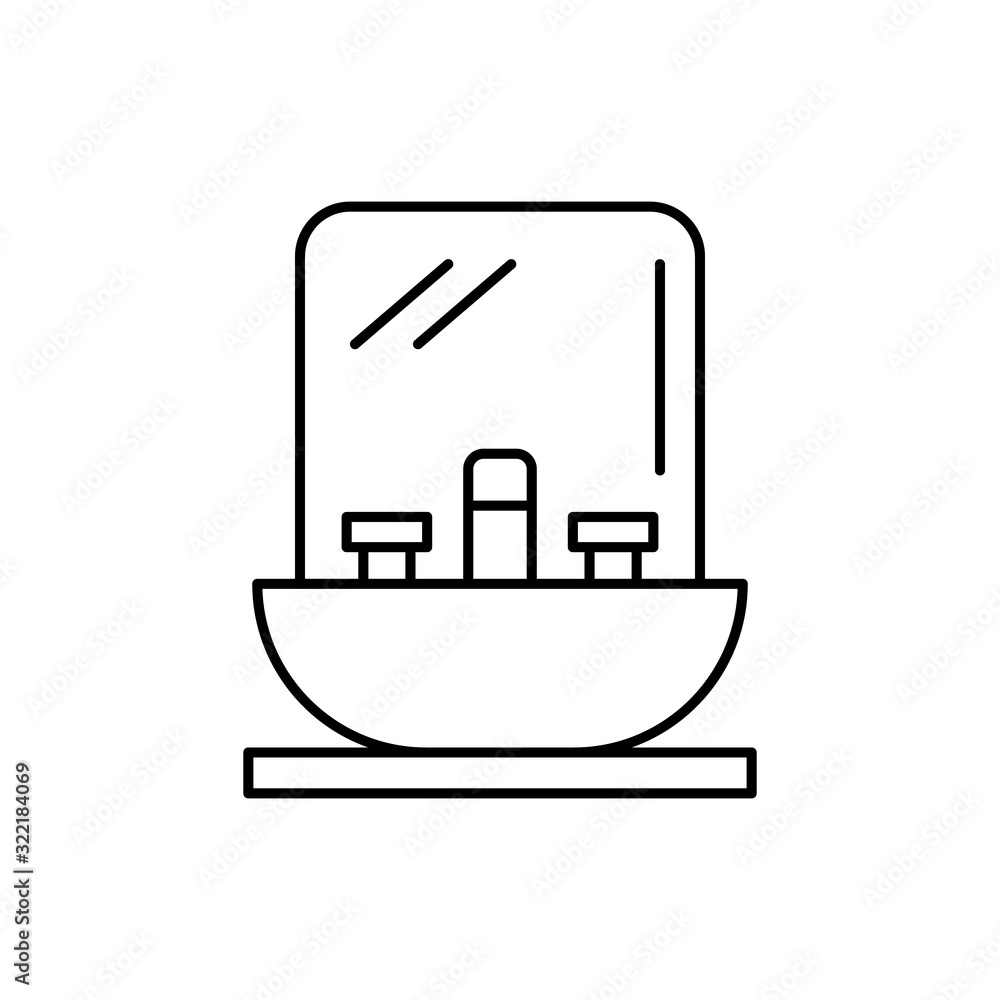 Poster sink and mirror icon. simple line, outline vector bathroom icons for ui and ux, website or mobile ap