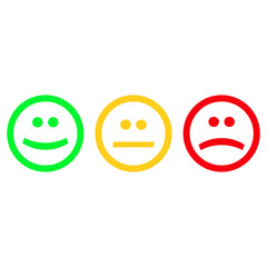 Three smilies, set smiley emotion, by smilies, cartoon emoticons - for stock vector. Three Buttons Faces Mood Color Diagonal Mouth