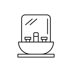 Sink and mirror icon. Simple line, outline vector bathroom icons for ui and ux, website or mobile application