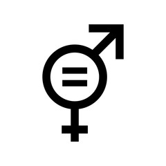 Female and Male Symbols with Mathematical Equal Sign. Editable Clip Art.