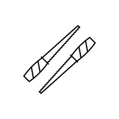 Hand jigsaw icon. Simple line, outline vector elements of construction tool icons for ui and ux, website or mobile application