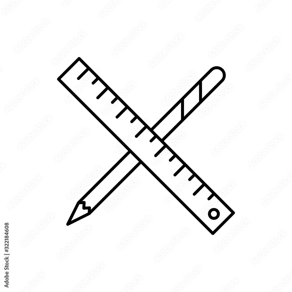 Poster ruler, pencil icon. simple line, outline vector elements of construction tool icons for ui and ux, w